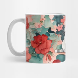 Cat in Flowers Garden Mug